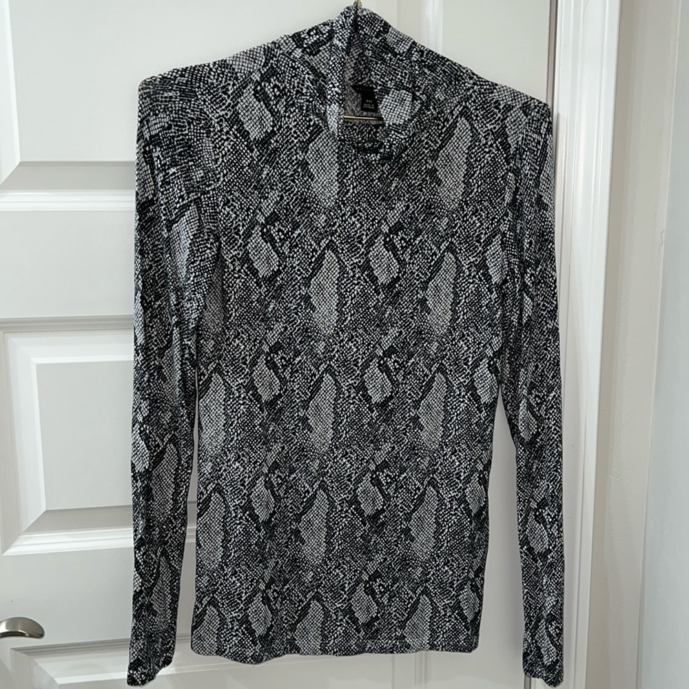 Snakeskin Mock Neck Ann Taylor Blouse